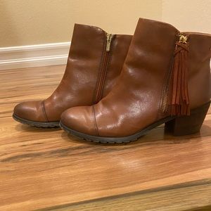Pikolinos I Anthropologie Tan Leather Tassel Heel Ankle Boot Size 9